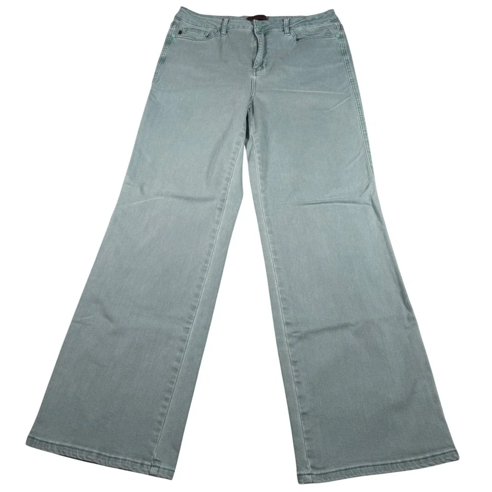 Judy Blue Wide Leg Jean Women 15/32 (FITS 32x31) Sage Green Garment Dyed JB88621